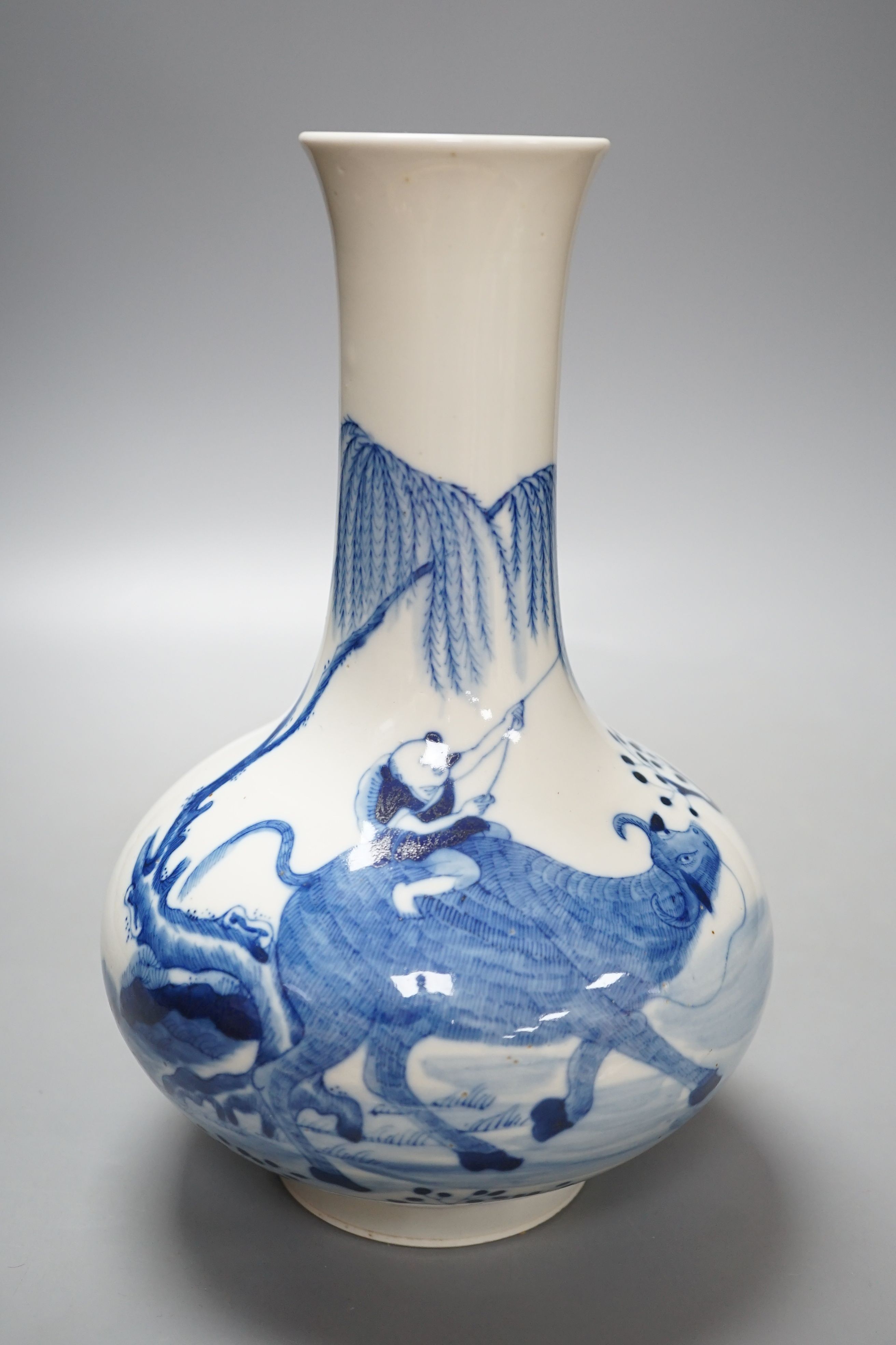 A Chinese blue and white glazed porcelain bottle vase - 27cm tall